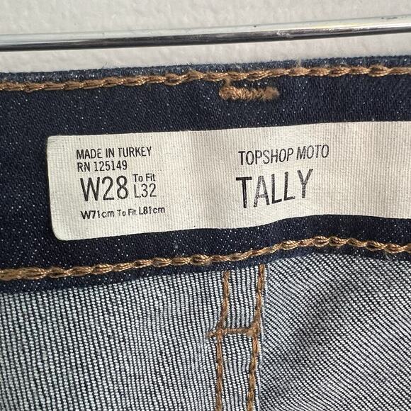 Topshop Moto Womens Tally Flare Jeans Dark Wash Indigo Sz 28 Stretch Dark Wash - Picture 7 of 12